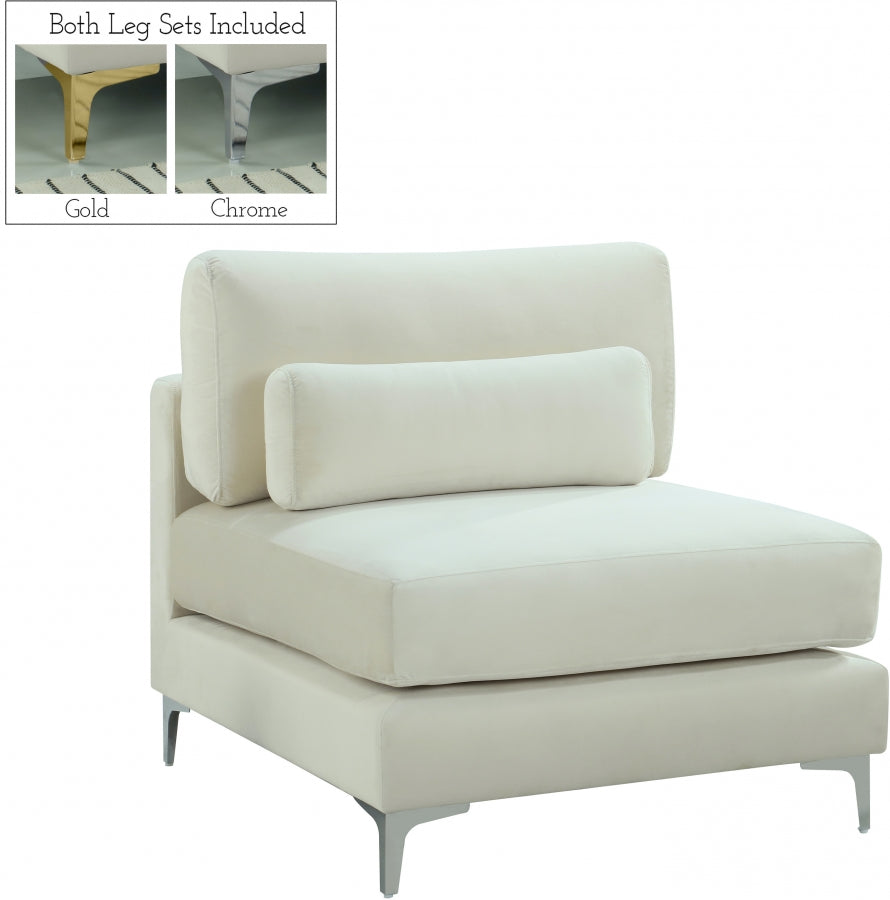 Chaise modulaire sans accoudoirs en velours Julia
