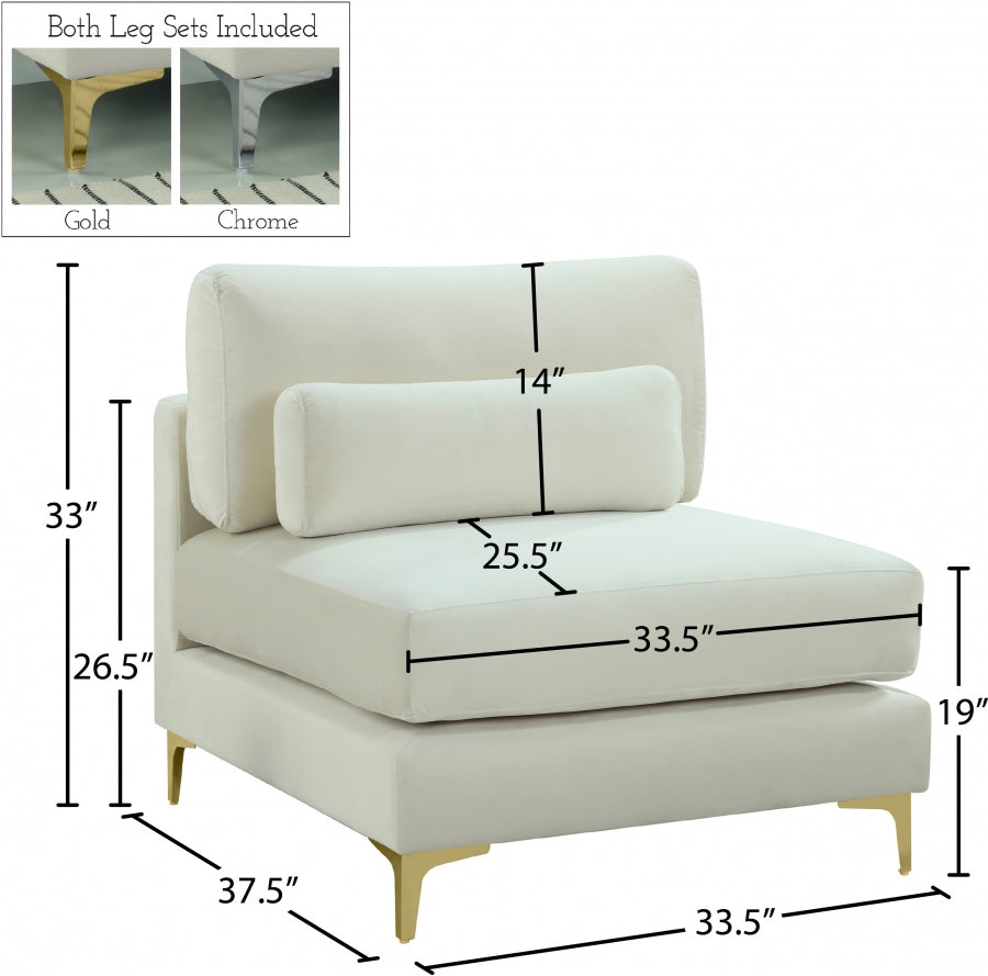 Chaise modulaire sans accoudoirs en velours Julia