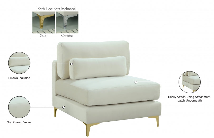Chaise modulaire sans accoudoirs en velours Julia
