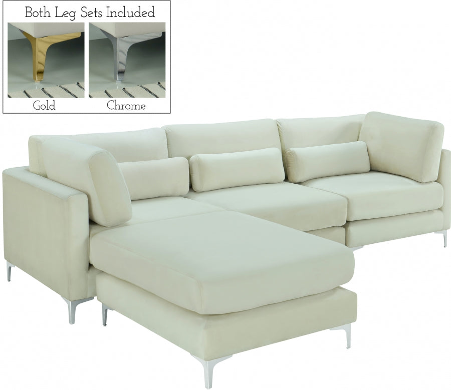 Sectionnel réversible modulaire en velours Julia