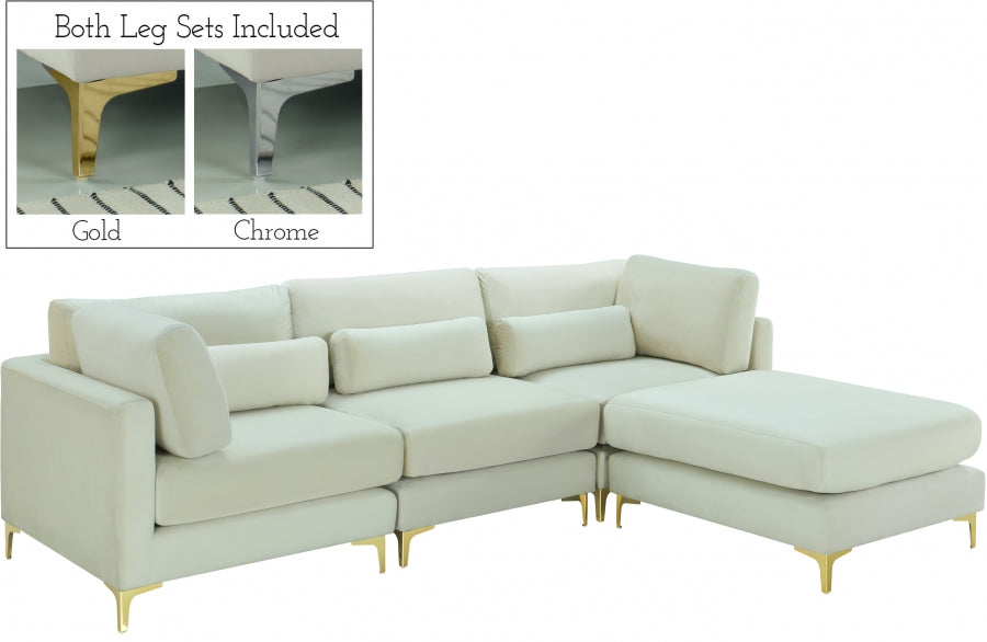Sectionnel réversible modulaire en velours Julia