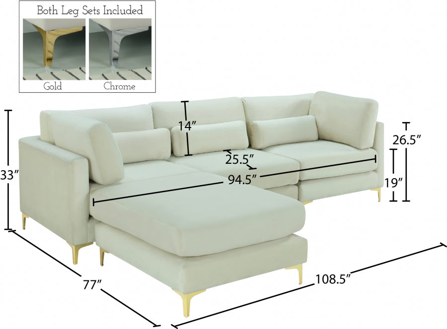 Sectionnel réversible modulaire en velours Julia