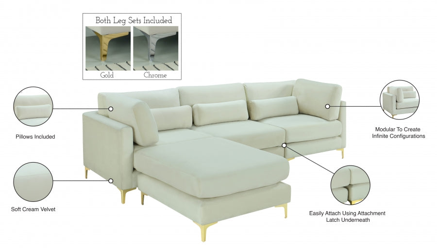 Sectionnel réversible modulaire en velours Julia