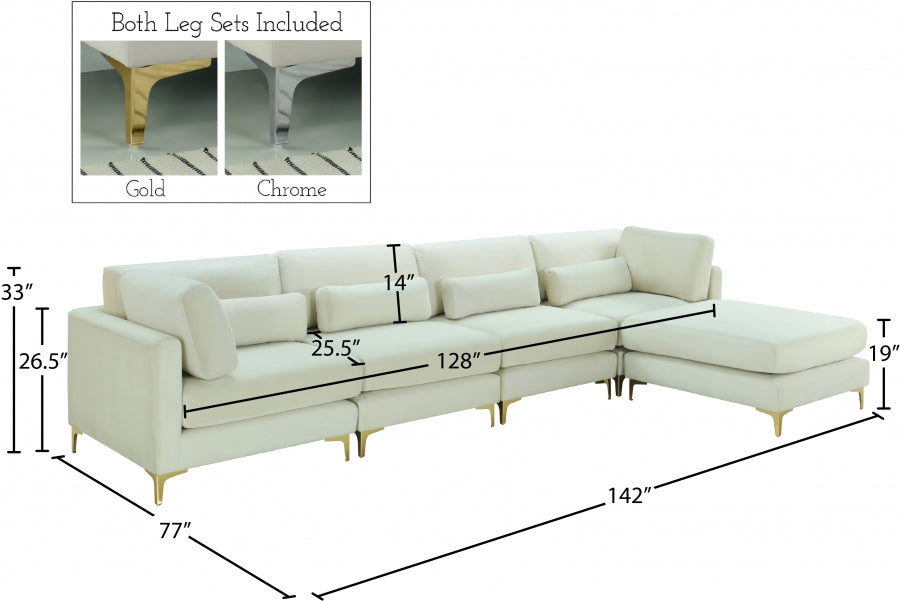 Sectionnel réversible modulaire en velours Julia