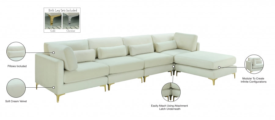 Sectionnel réversible modulaire en velours Julia