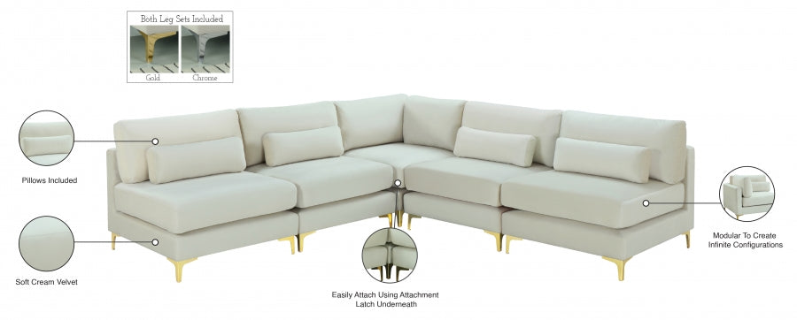 Sectionnel modulaire en velours Julia
