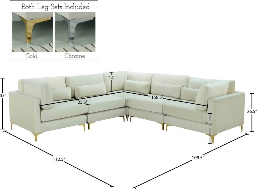 Sectionnel modulaire en velours Julia