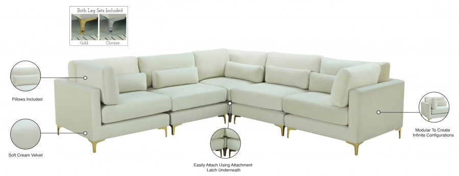 Sectionnel modulaire en velours Julia