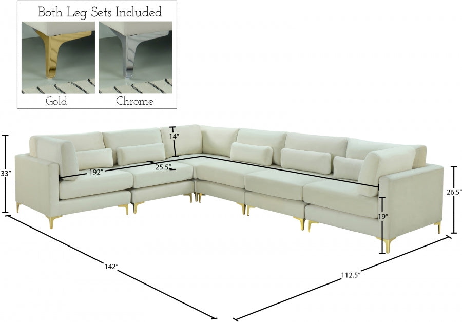 Sectionnel modulaire en velours Julia