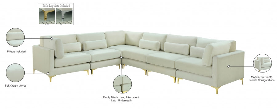 Sectionnel modulaire en velours Julia