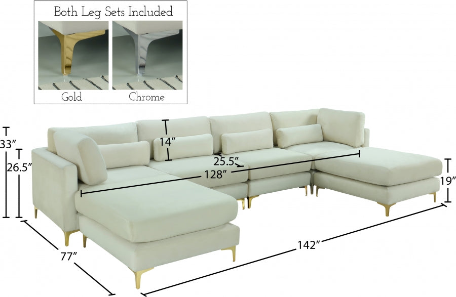 Sectionnel réversible modulaire en velours Julia
