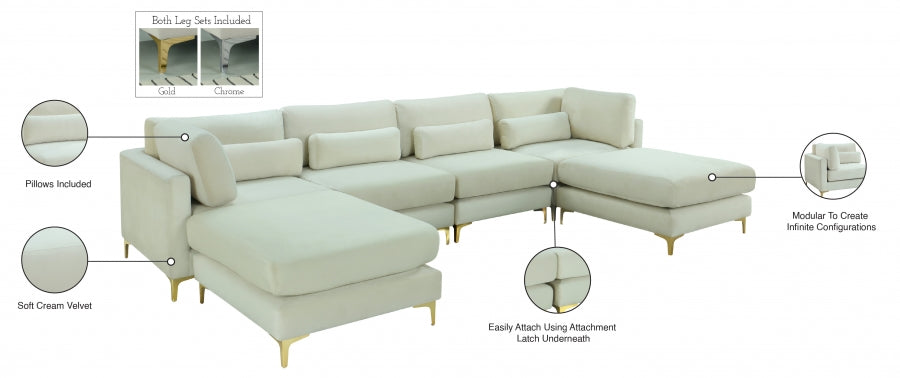 Sectionnel réversible modulaire en velours Julia