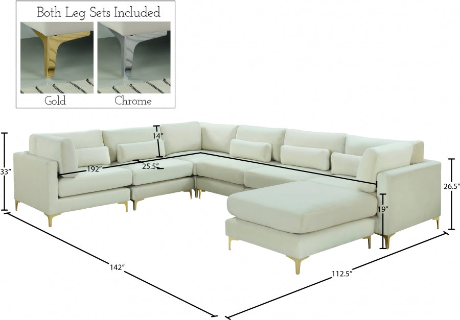 Sectionnel réversible modulaire en velours Julia