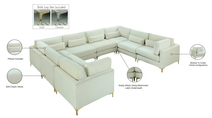 Sectionnel modulaire en velours Julia