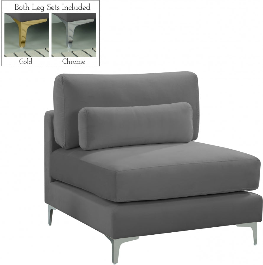Chaise modulaire sans accoudoirs en velours Julia