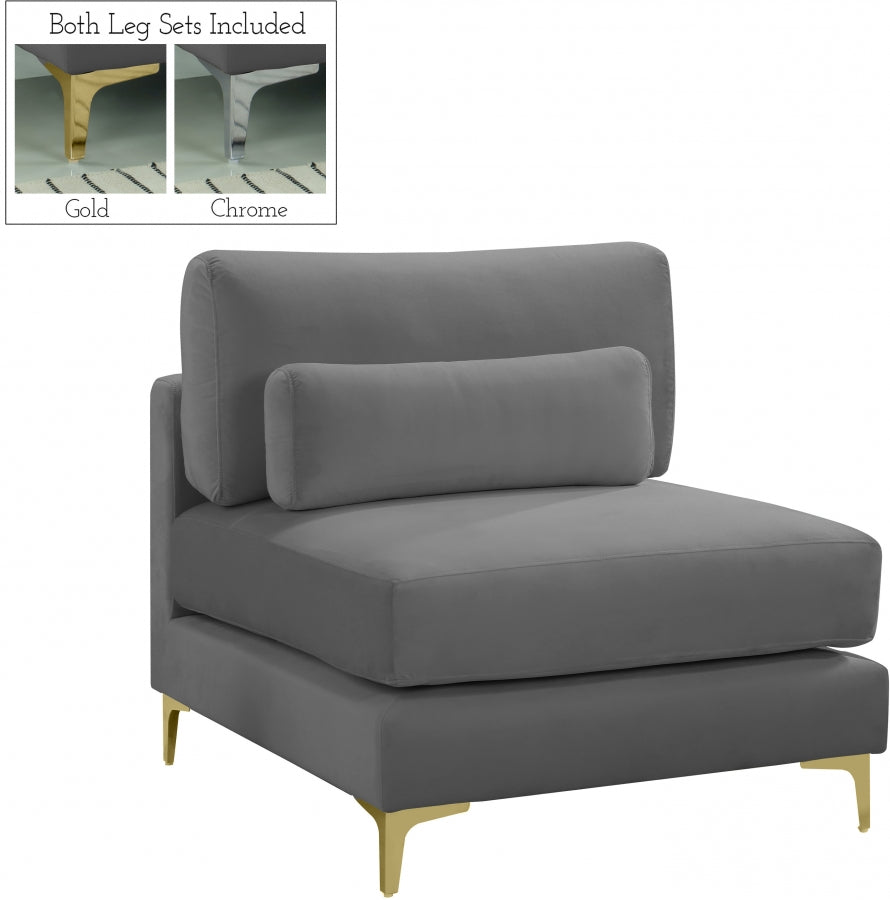 Chaise modulaire sans accoudoirs en velours Julia