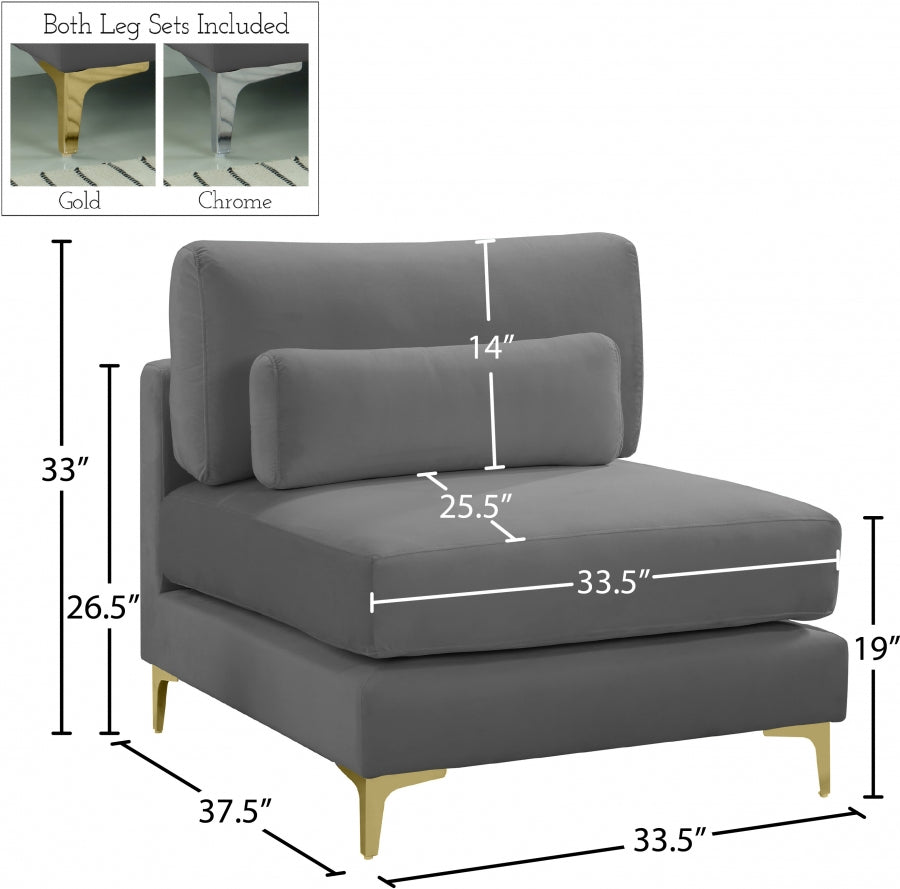 Chaise modulaire sans accoudoirs en velours Julia