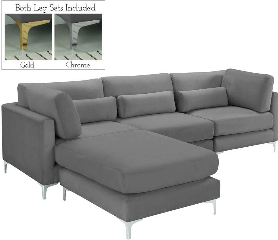 Sectionnel réversible modulaire en velours Julia
