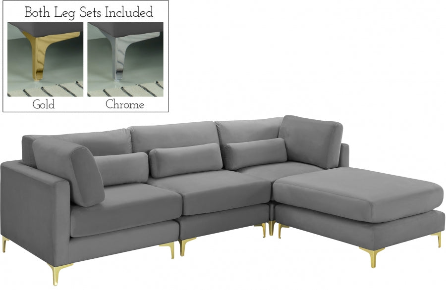 Sectionnel réversible modulaire en velours Julia