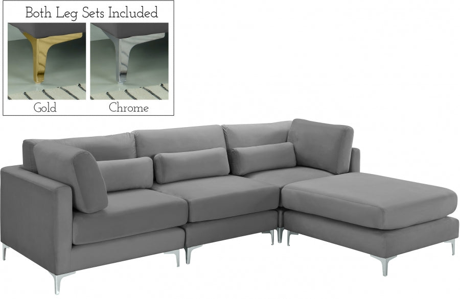 Sectionnel réversible modulaire en velours Julia