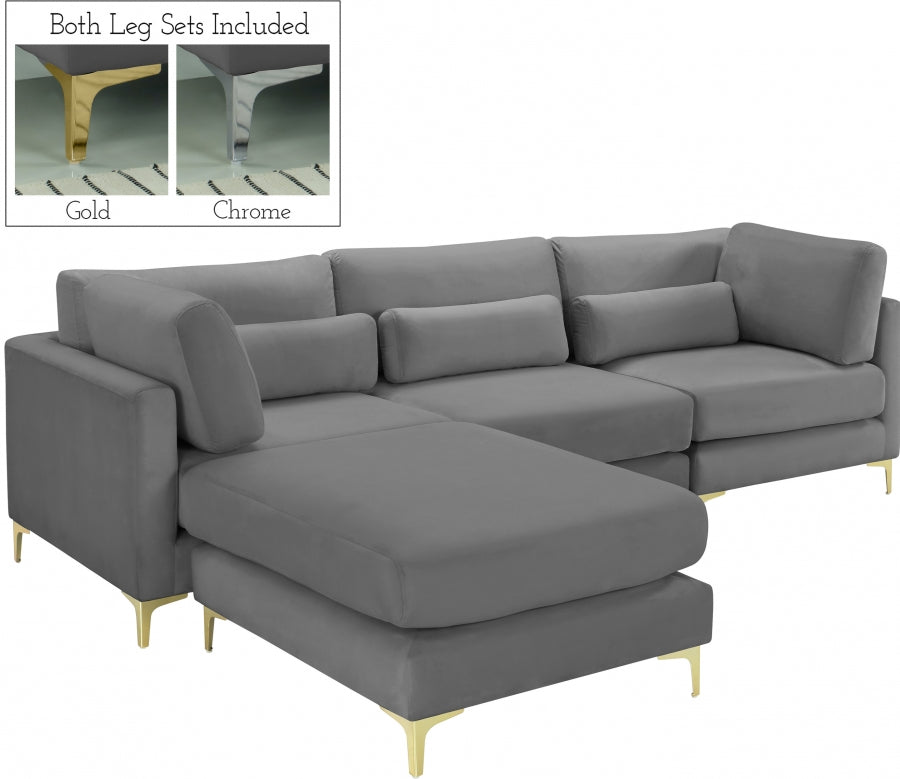 Sectionnel réversible modulaire en velours Julia