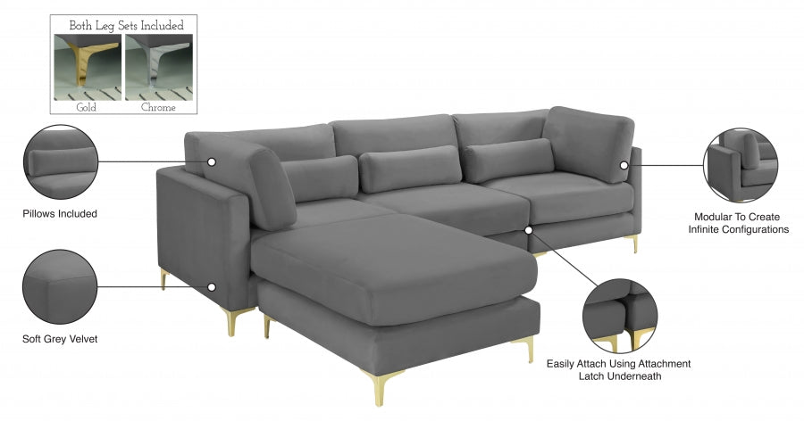 Sectionnel réversible modulaire en velours Julia