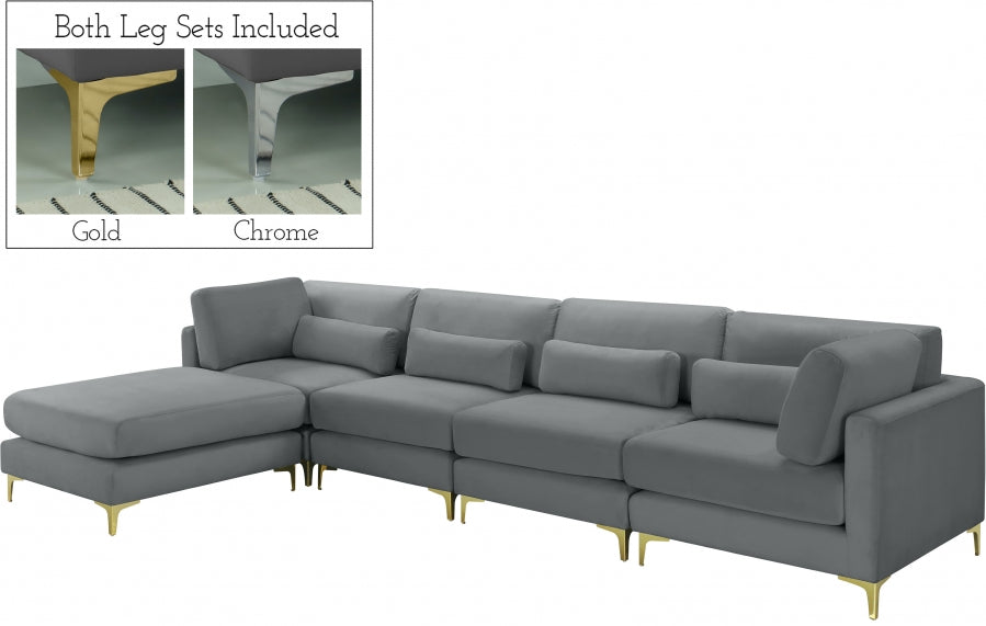 Sectionnel réversible modulaire en velours Julia