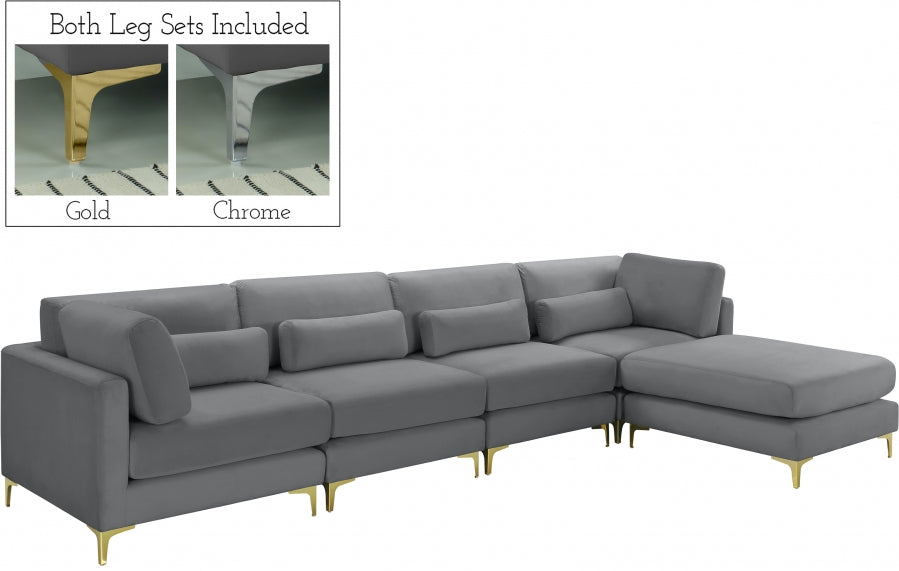 Sectionnel réversible modulaire en velours Julia