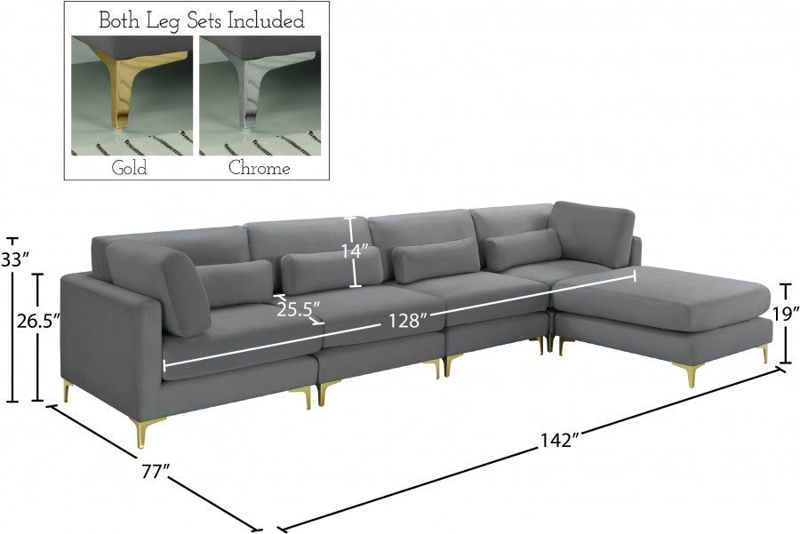 Sectionnel réversible modulaire en velours Julia