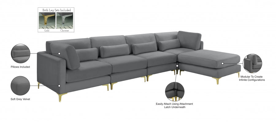 Sectionnel réversible modulaire en velours Julia