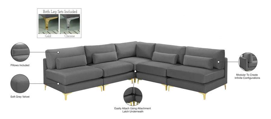 Sectionnel modulaire en velours Julia