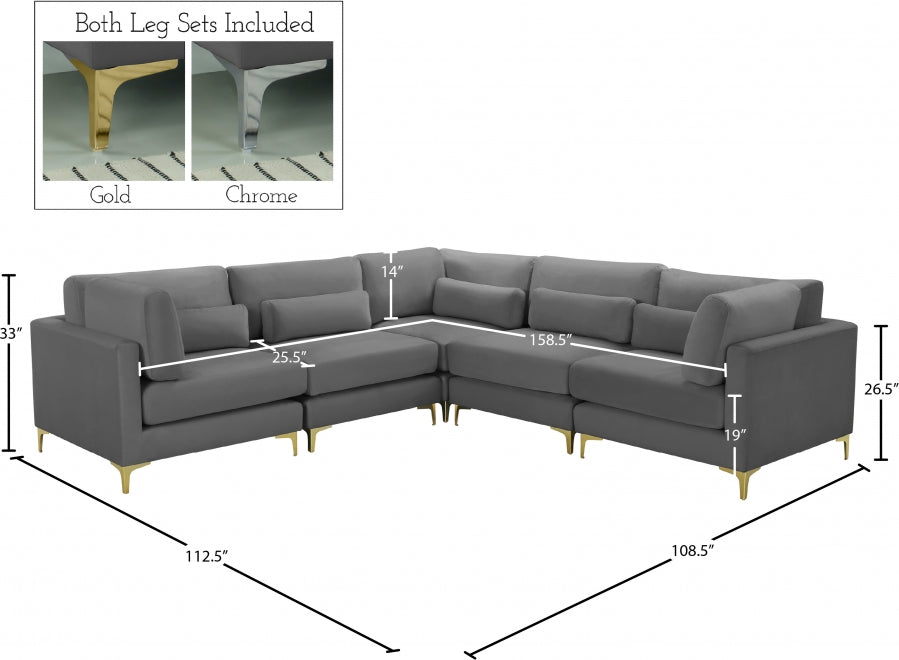 Sectionnel modulaire en velours Julia