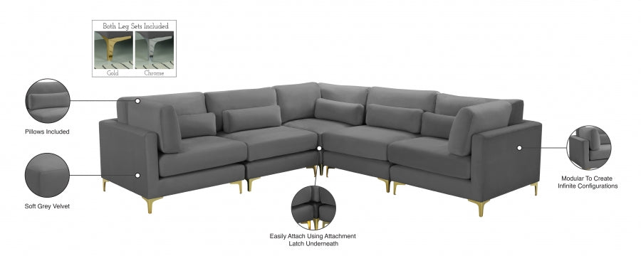 Sectionnel modulaire en velours Julia