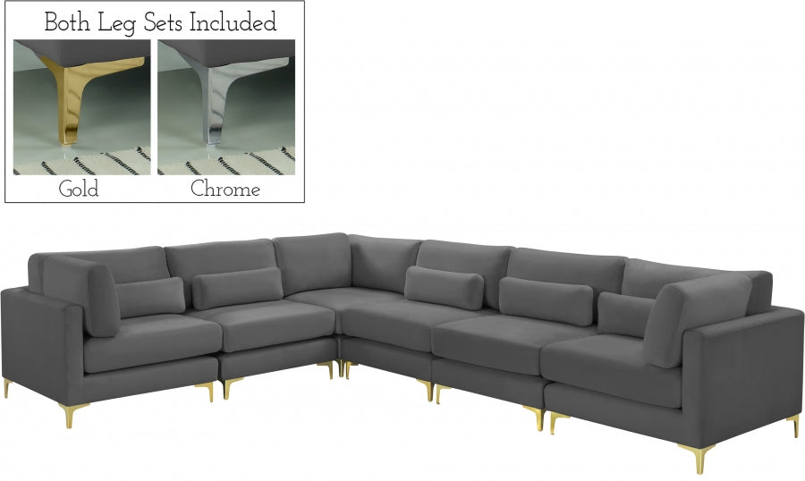 Sectionnel modulaire en velours Julia