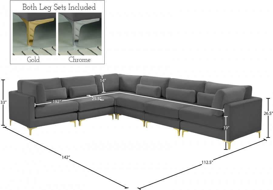 Sectionnel modulaire en velours Julia
