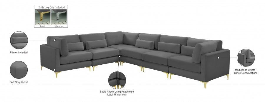 Sectionnel modulaire en velours Julia