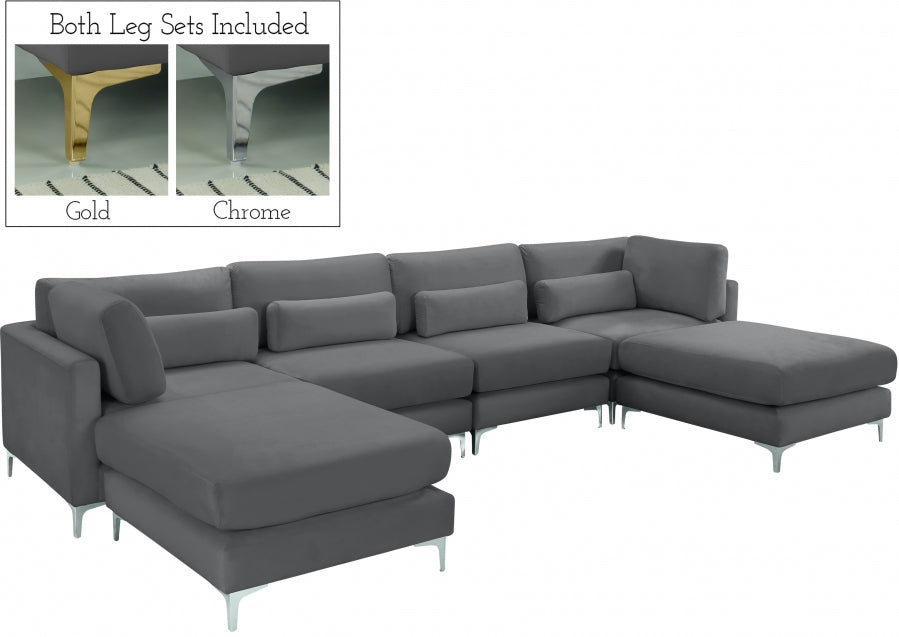 Sectionnel réversible modulaire en velours Julia
