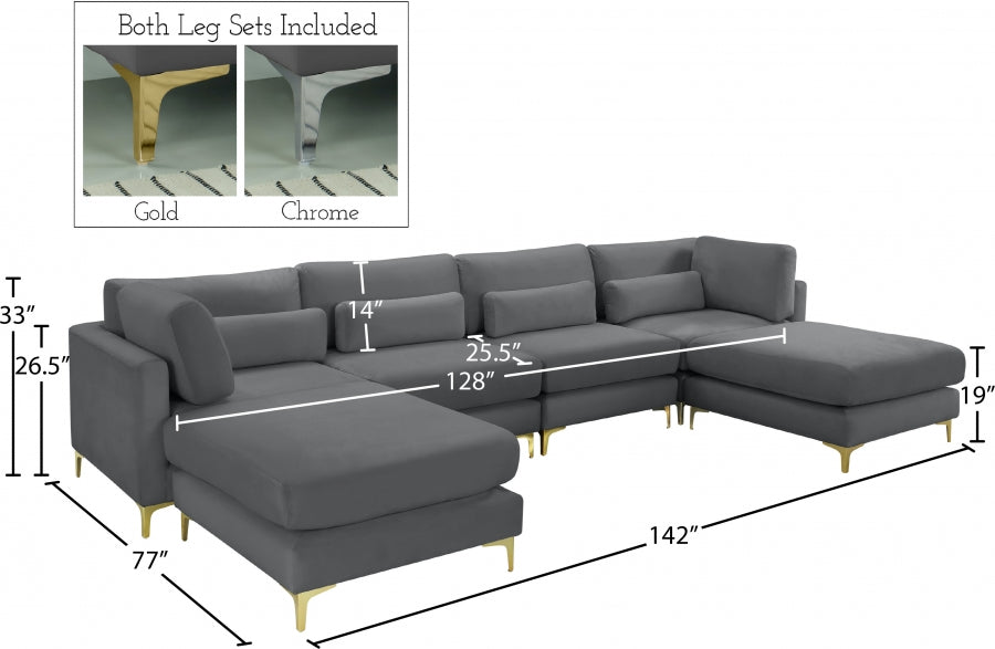 Sectionnel réversible modulaire en velours Julia