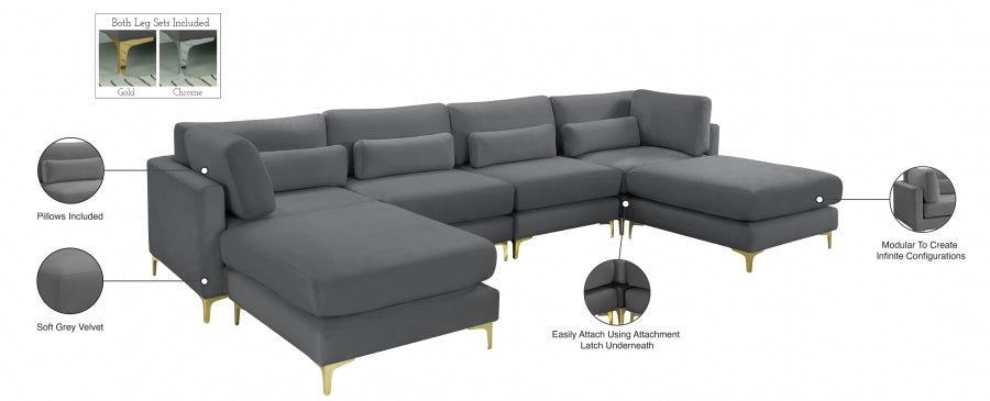 Sectionnel réversible modulaire en velours Julia