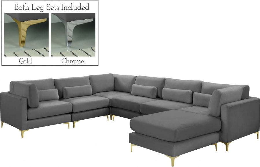 Sectionnel réversible modulaire en velours Julia