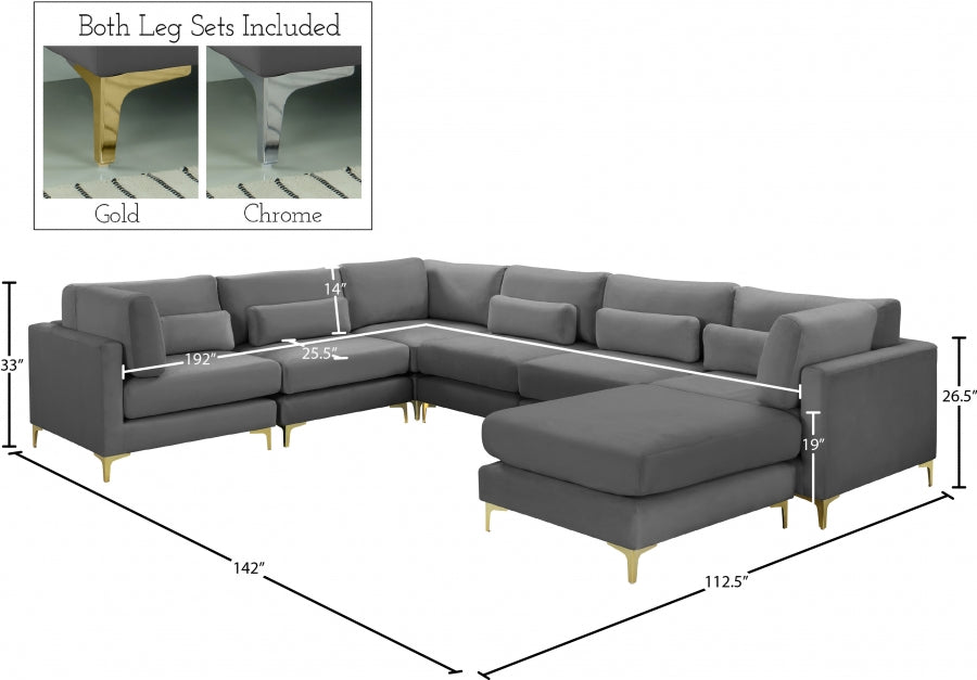 Sectionnel réversible modulaire en velours Julia