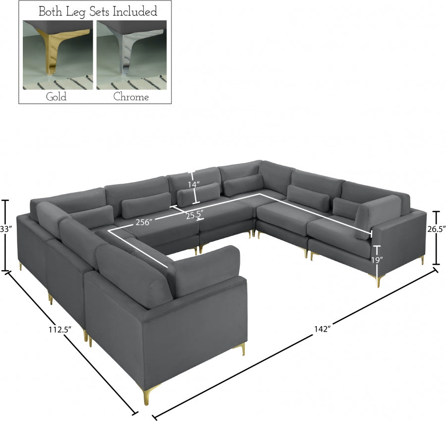 Sectionnel modulaire en velours Julia