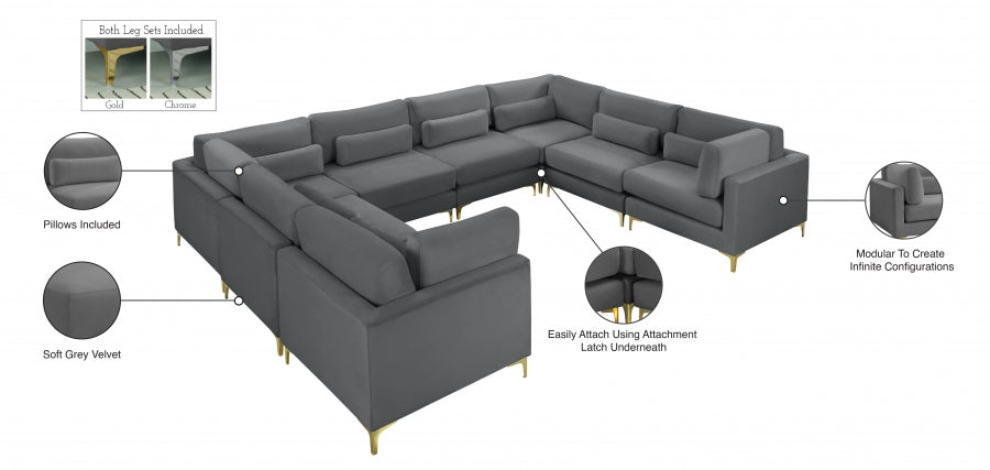 Sectionnel modulaire en velours Julia