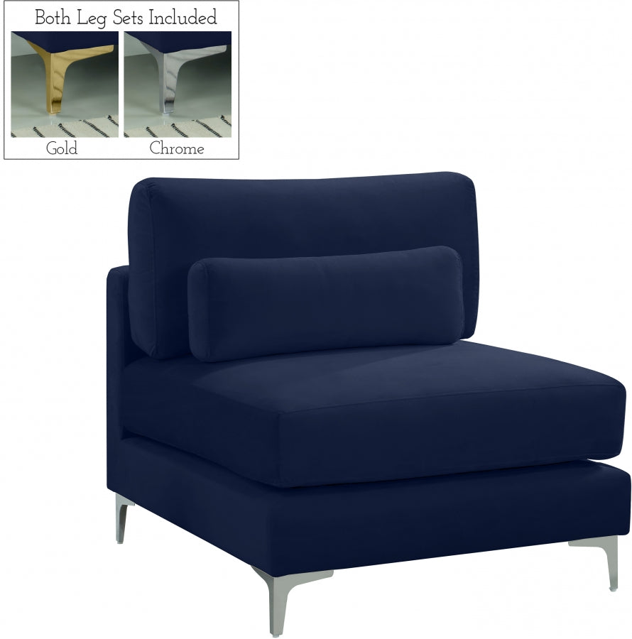 Chaise modulaire sans accoudoirs en velours Julia