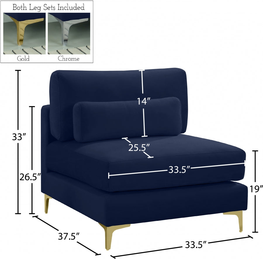 Chaise modulaire sans accoudoirs en velours Julia