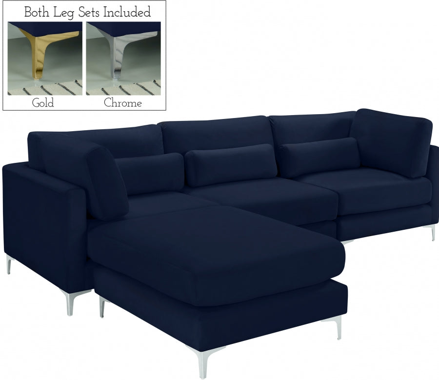 Sectionnel réversible modulaire en velours Julia