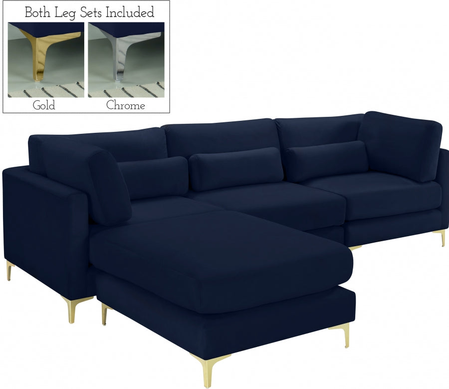 Sectionnel réversible modulaire en velours Julia