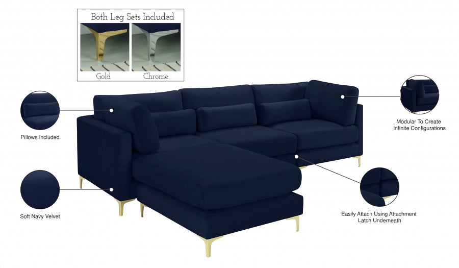 Sectionnel réversible modulaire en velours Julia