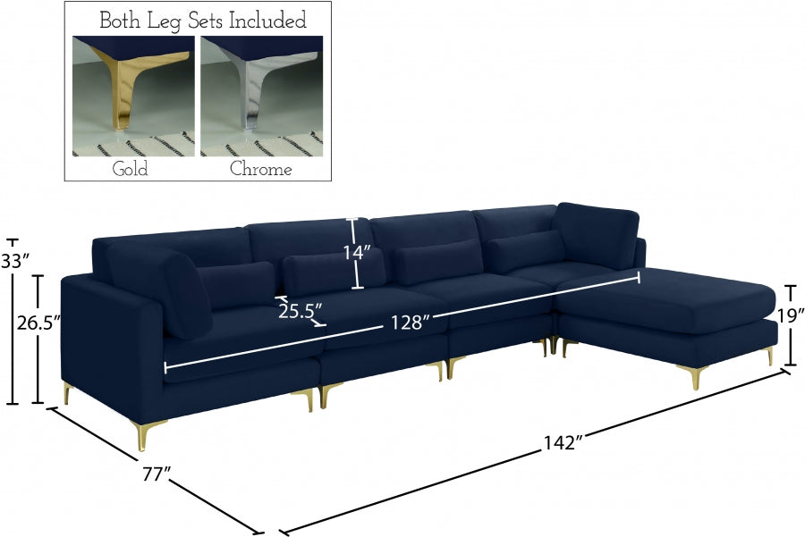Sectionnel réversible modulaire en velours Julia