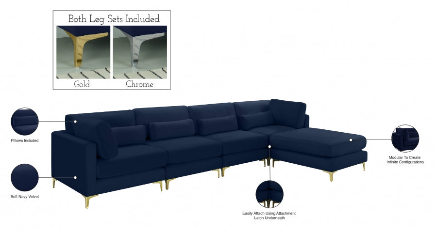 Sectionnel réversible modulaire en velours Julia